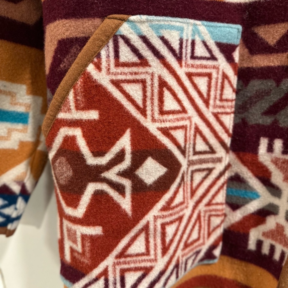 Justin Kraff Reversible Wool Car Coat Southwestern Oversized 12-14 Medium/Large - Picture 10 of 16
